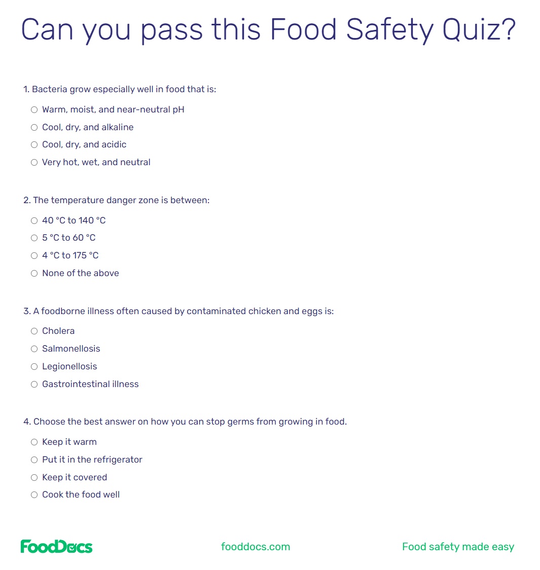 Free Tool - Food Safety Quiz